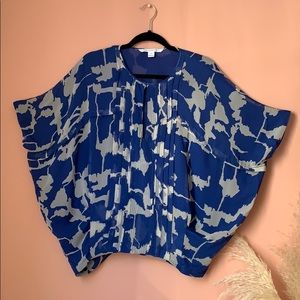 DVF Blue and White Batwing Style Top